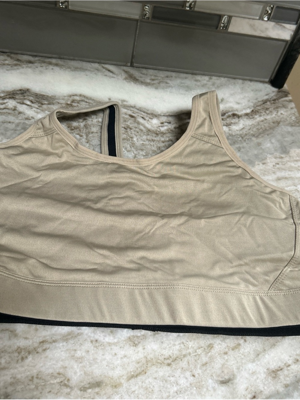 NWT Patagonia Body Women's Crossover Sports Nude Tan Textured Bra Top Sz XL boho